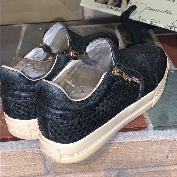 Ash "Jordy" Black Leather Python Chunky Sole Trainer Gym Shoe Side Zip - Picture 7 of 14